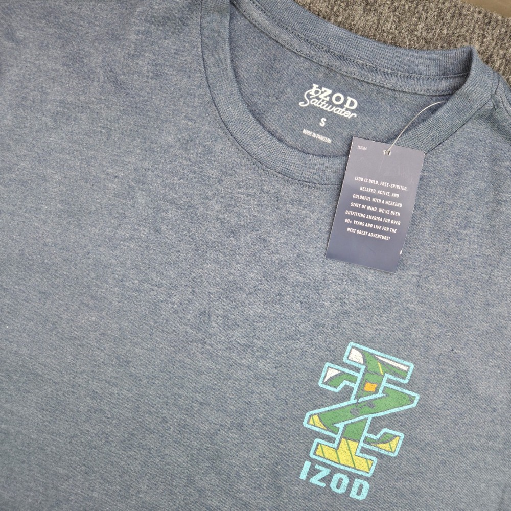 IZOD Saltwater Men S Blue Cotton Blend Golf Graphic Tee Relaxed Fit SS NWT